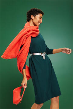 Cortefiel Jersey-knit midi dress with viscose Dark green