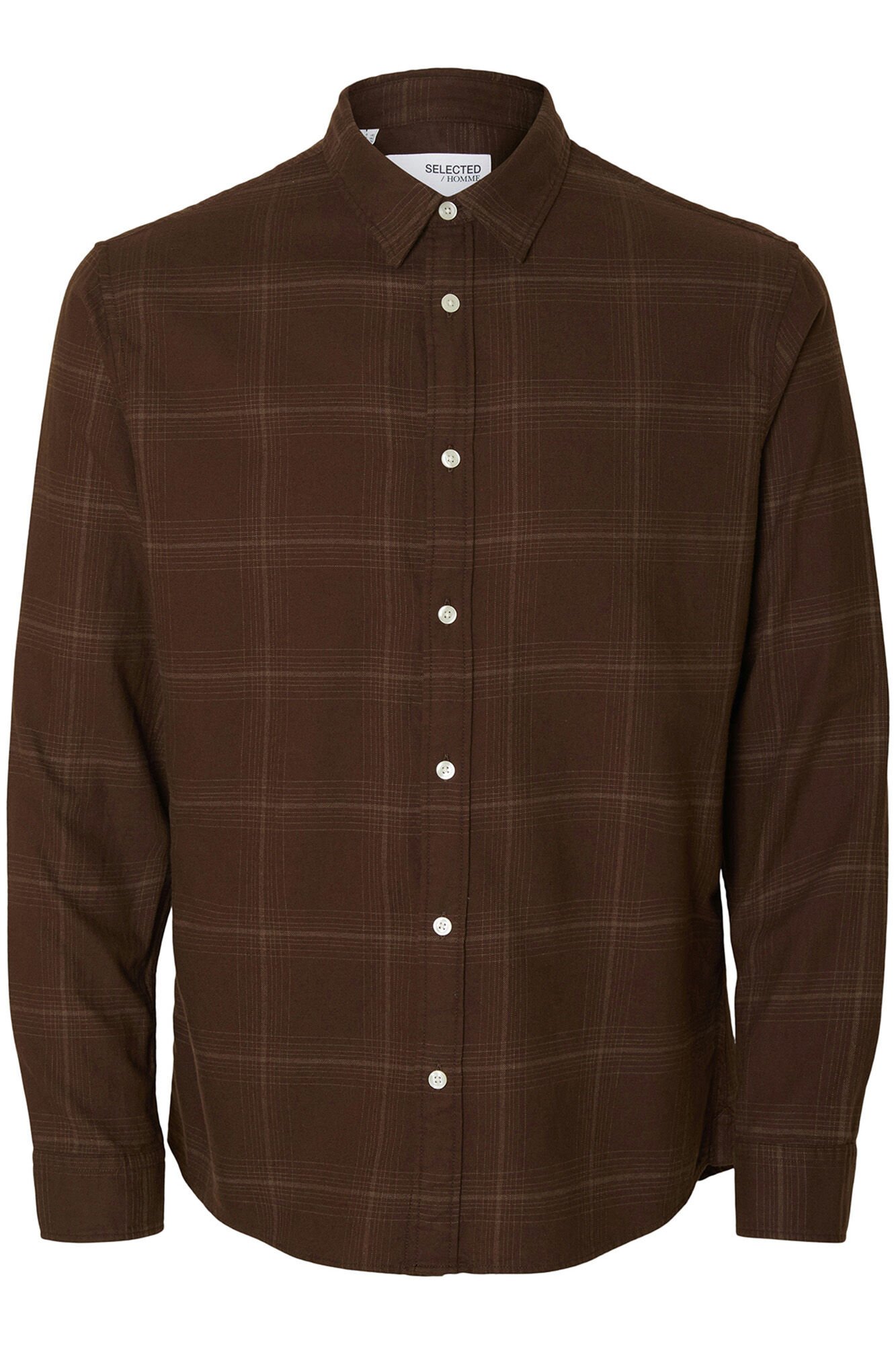 Selected Slim fit long sleeve shirt . Brown