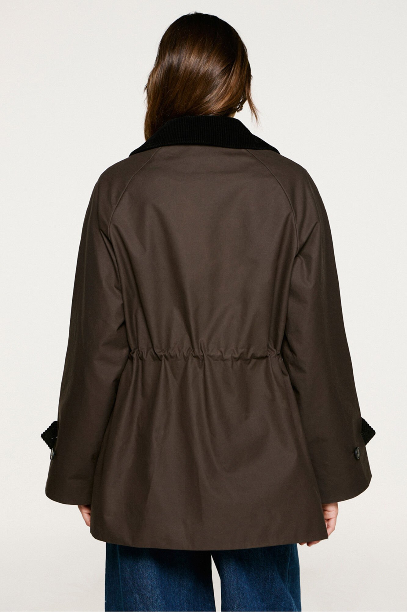 Selected Blus&atilde;o de gola de veludo cotel&ecirc; 100% algod&atilde;o org&acirc;nico  Castanho