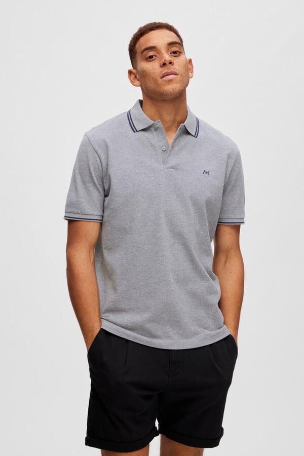 Cortefiel Polo shirt in 100% organic cotton with embroidered logo Grey