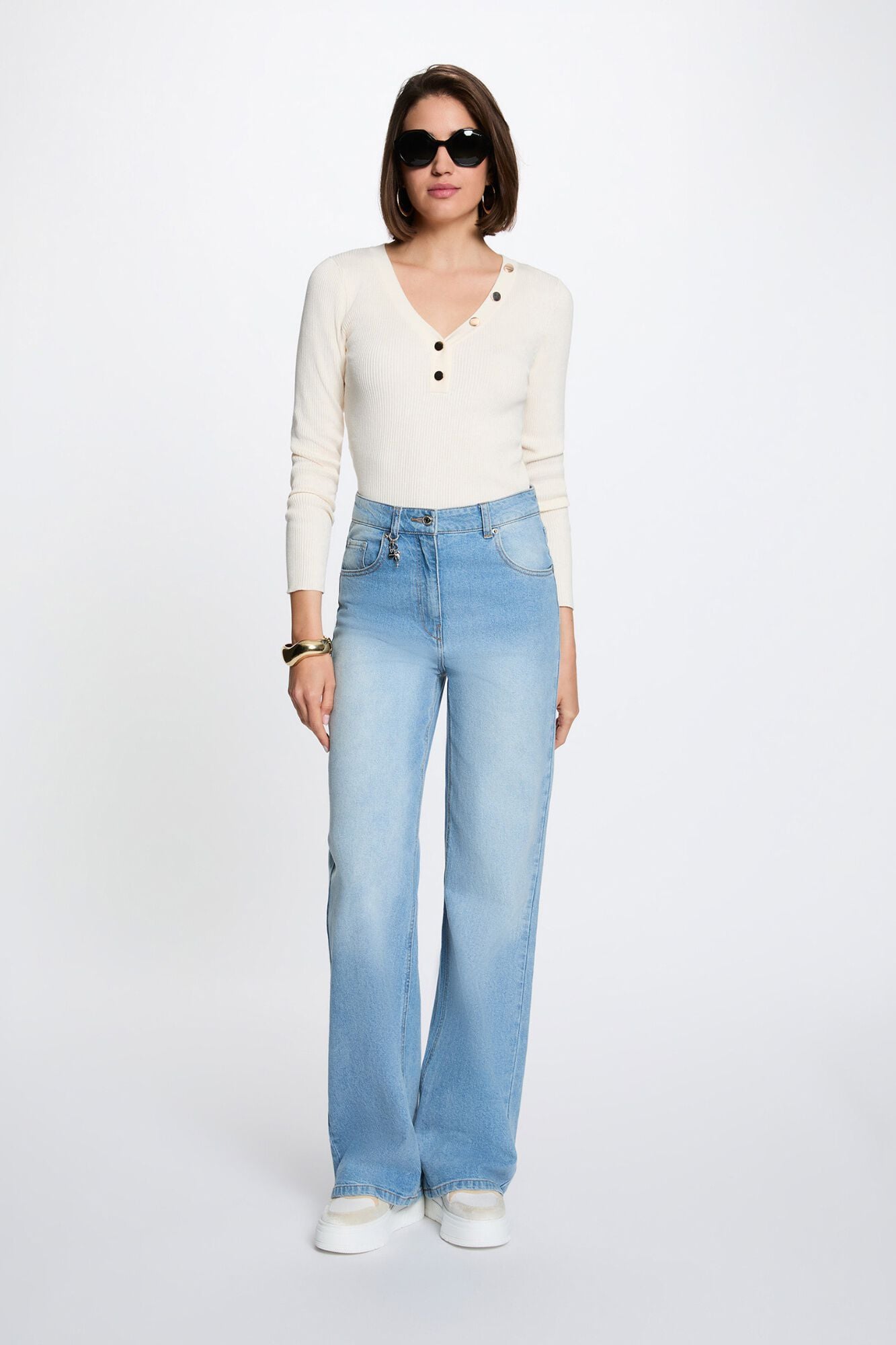 Morgan Jersey ajustado con cuello en V