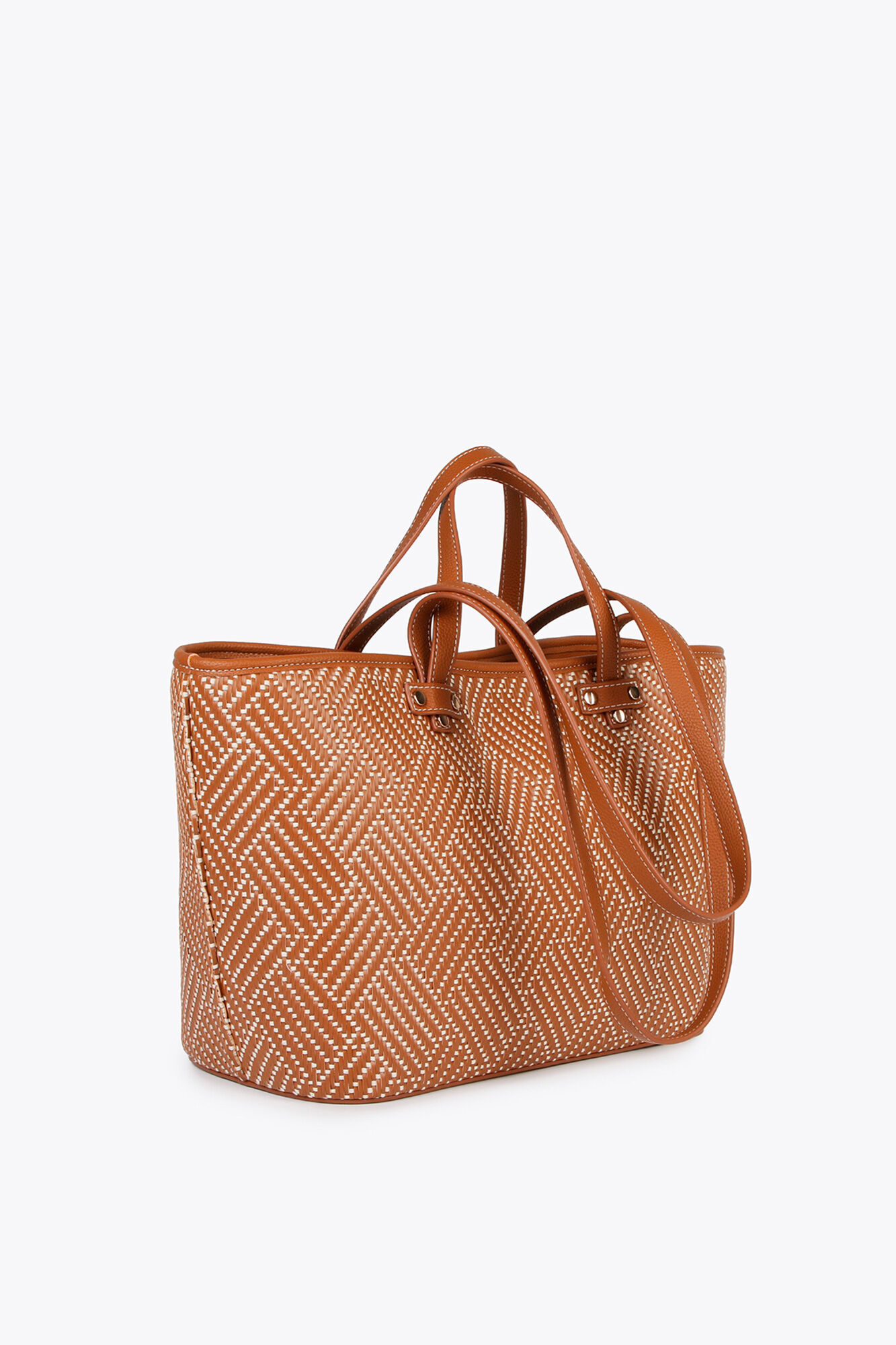 Lola Casademunt Bolso shopper trenzado Estampado beige