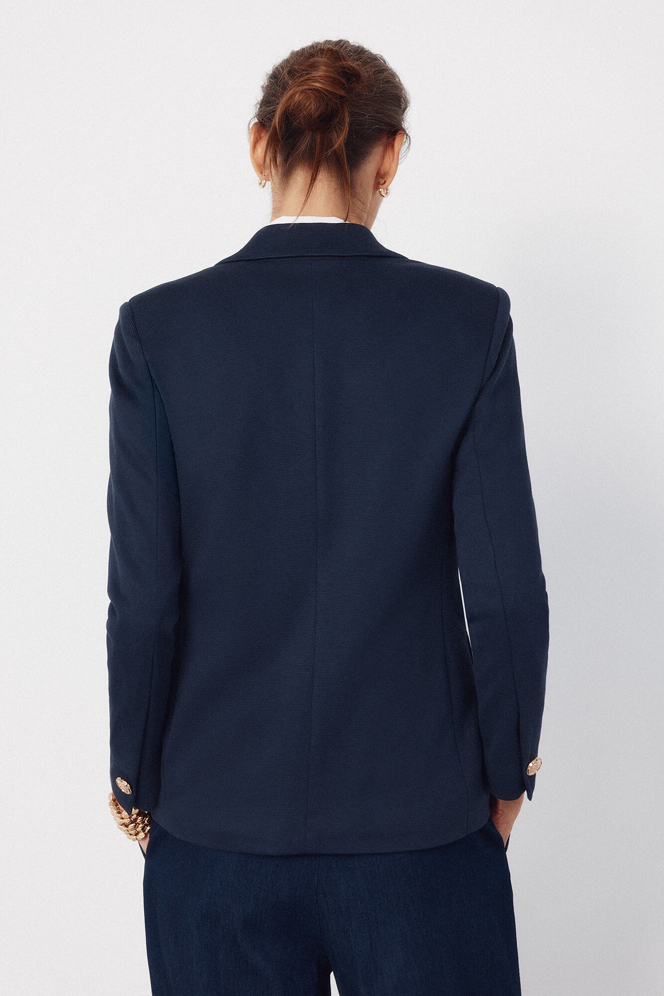 Cortefiel Piqu&eacute;-knit blazer Navy