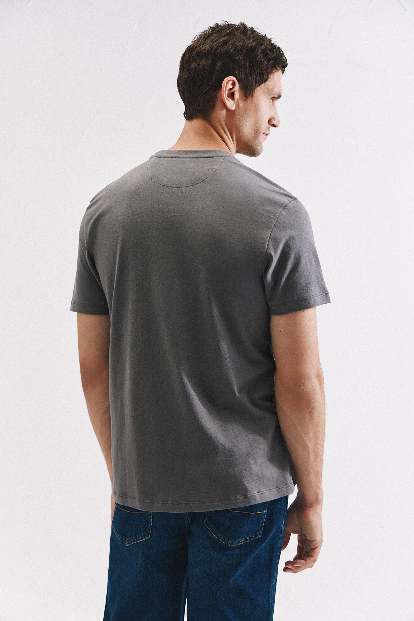 Cortefiel Basic t-shirt with pocket Grey