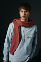 OOTO Polera de algodón con lino Azul