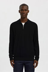 Selected Polo estruturada com meia fecho-éclair  Preto