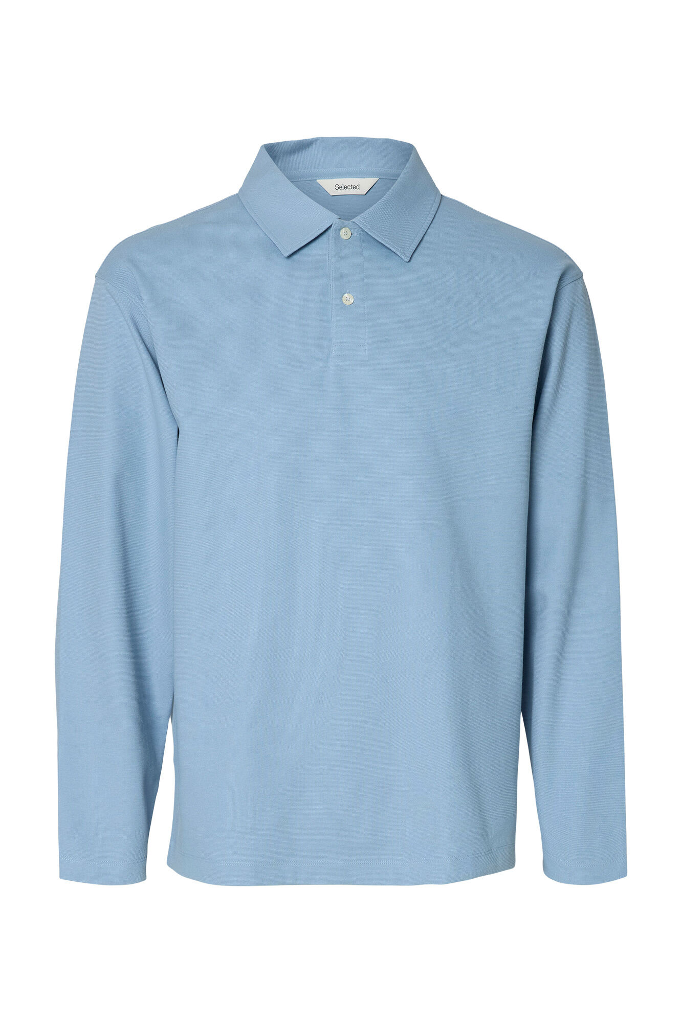 Selected Polo manga comprida relax Azul