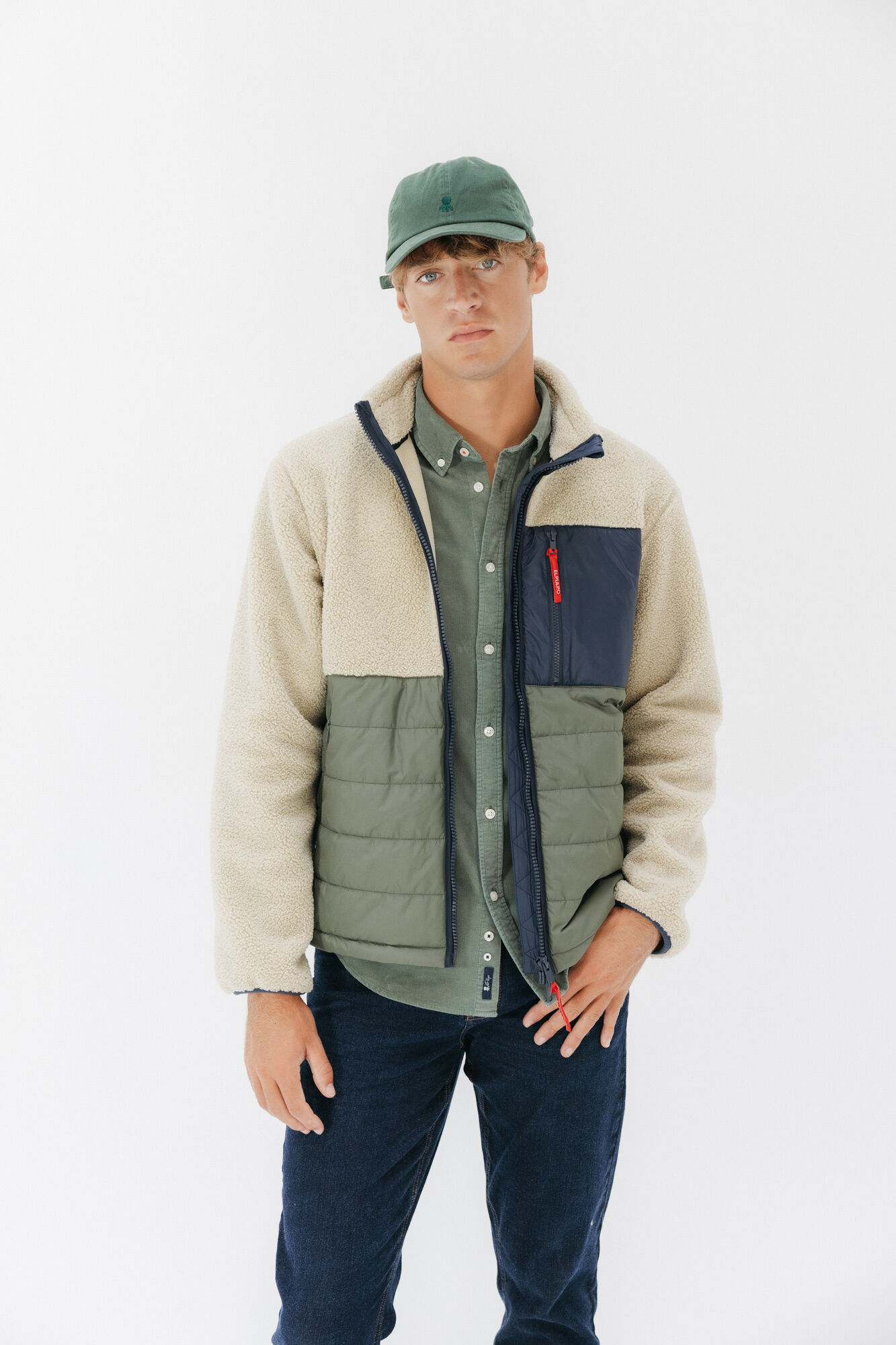 elPulpo Chaqueta combinada nylon y borreguillo Beige