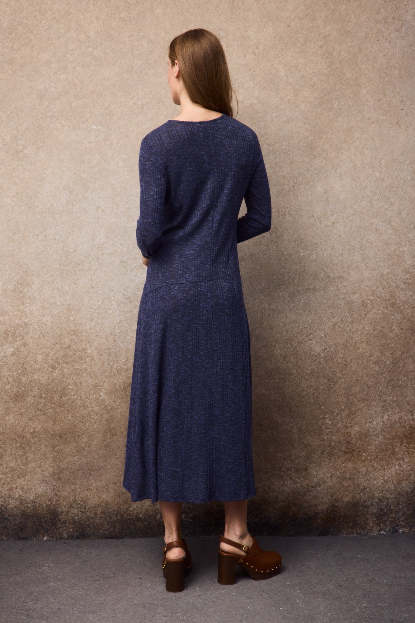 Slowlove Vestido largo melange Azul marino