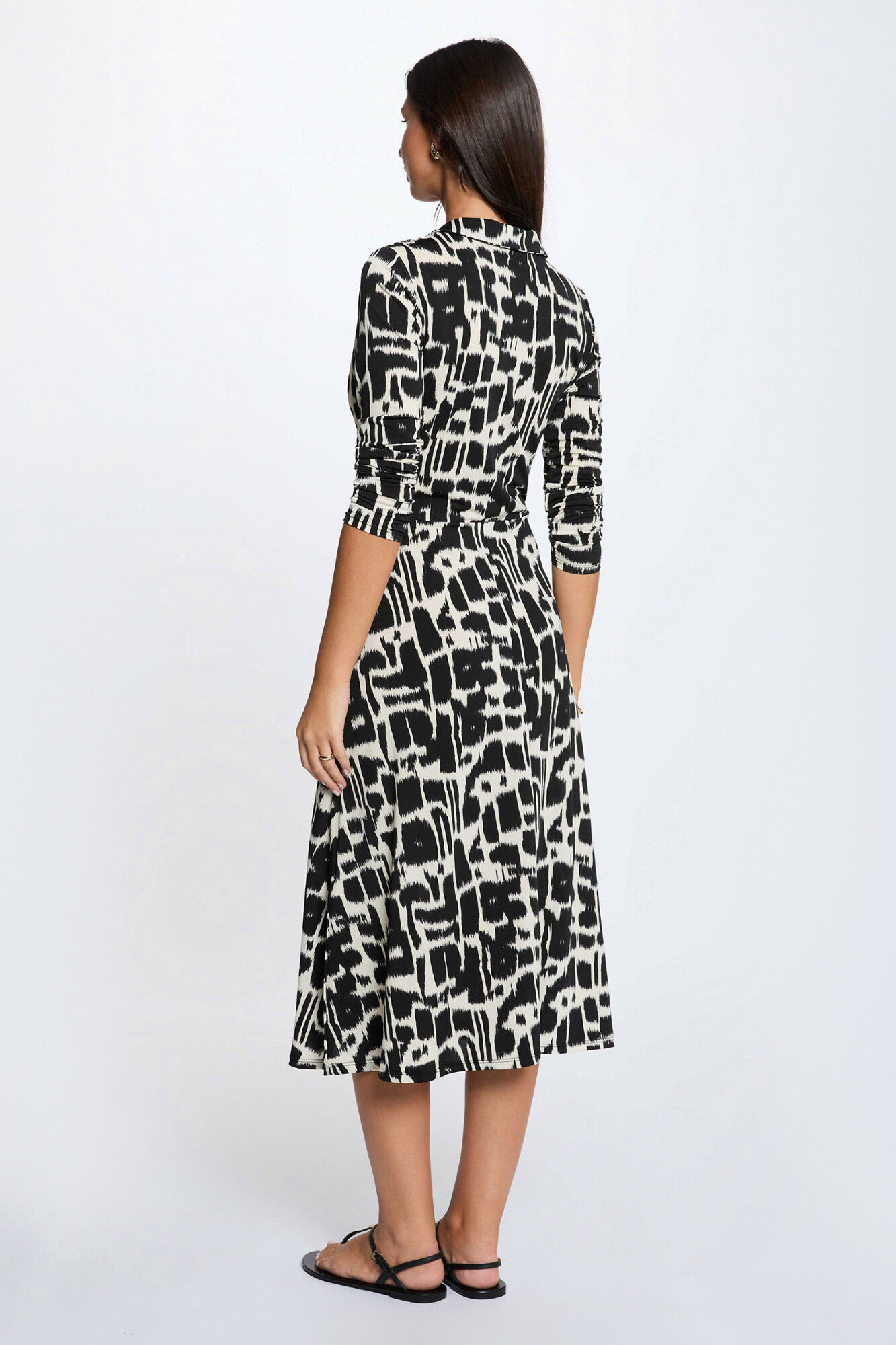 Morgan Vestido midi com gola de aba Multicolorido