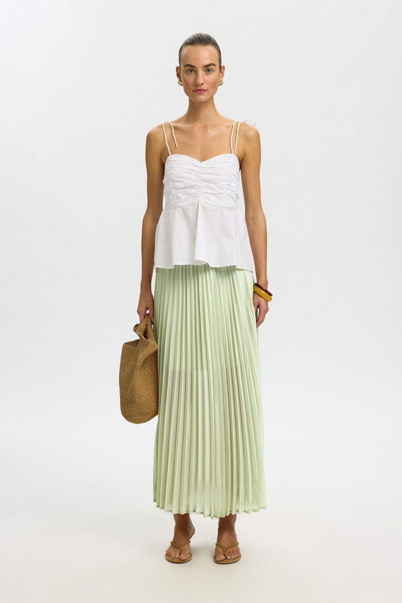 Selected Falda larga plisada