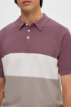 Cortefiel Short-sleeved jersey-knit polo shirt in organic cotton. Lilac