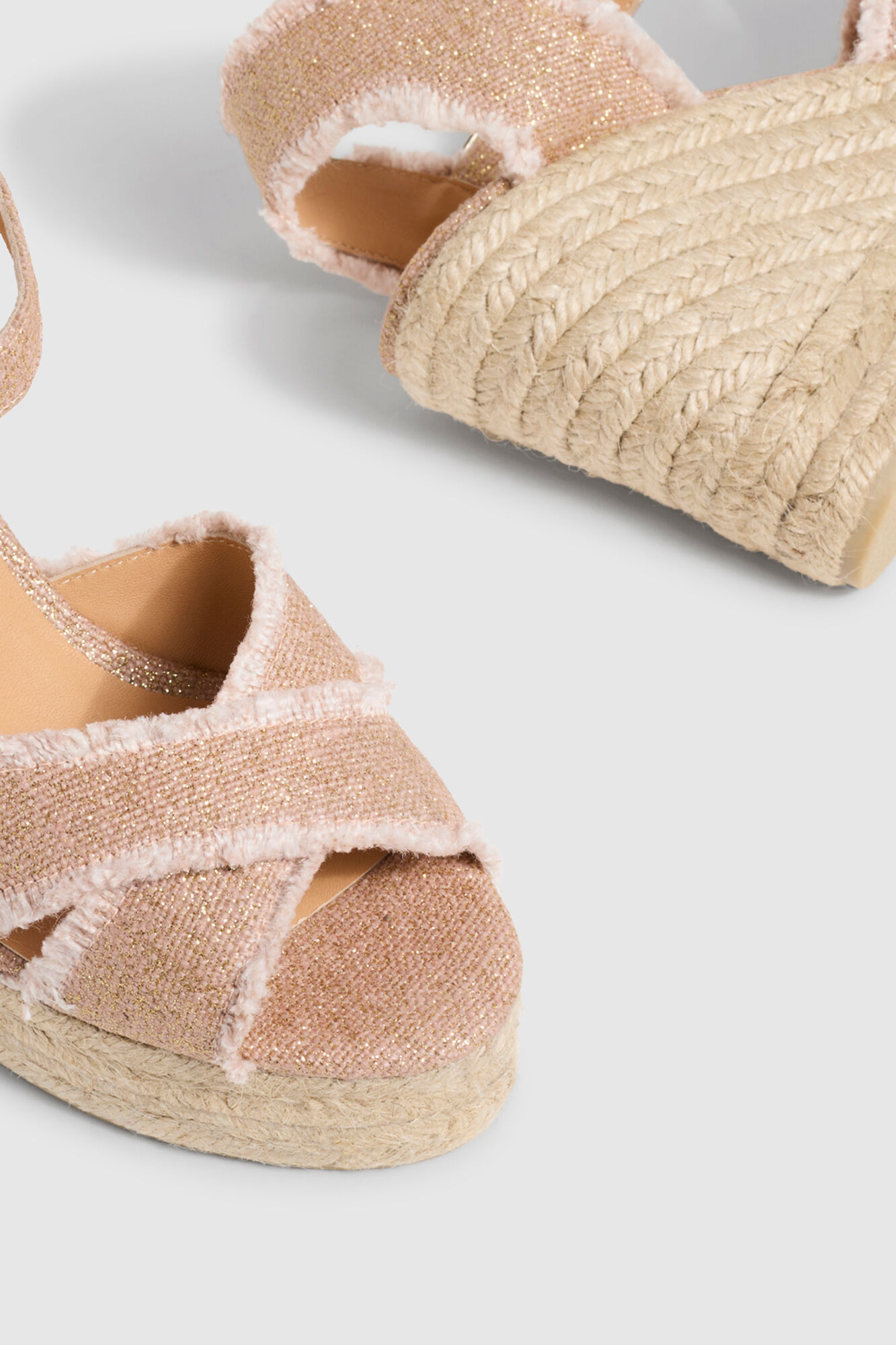 Casta&ntilde;er Sandalia con cu&ntilde;a Bromelia lino Rosa