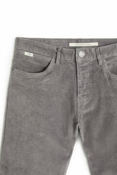 Cortefiel Slim fit fine corduroy 5-pocket trousers Grey