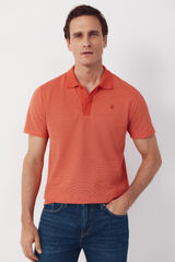 Cortefiel Textured polo shirt Coral