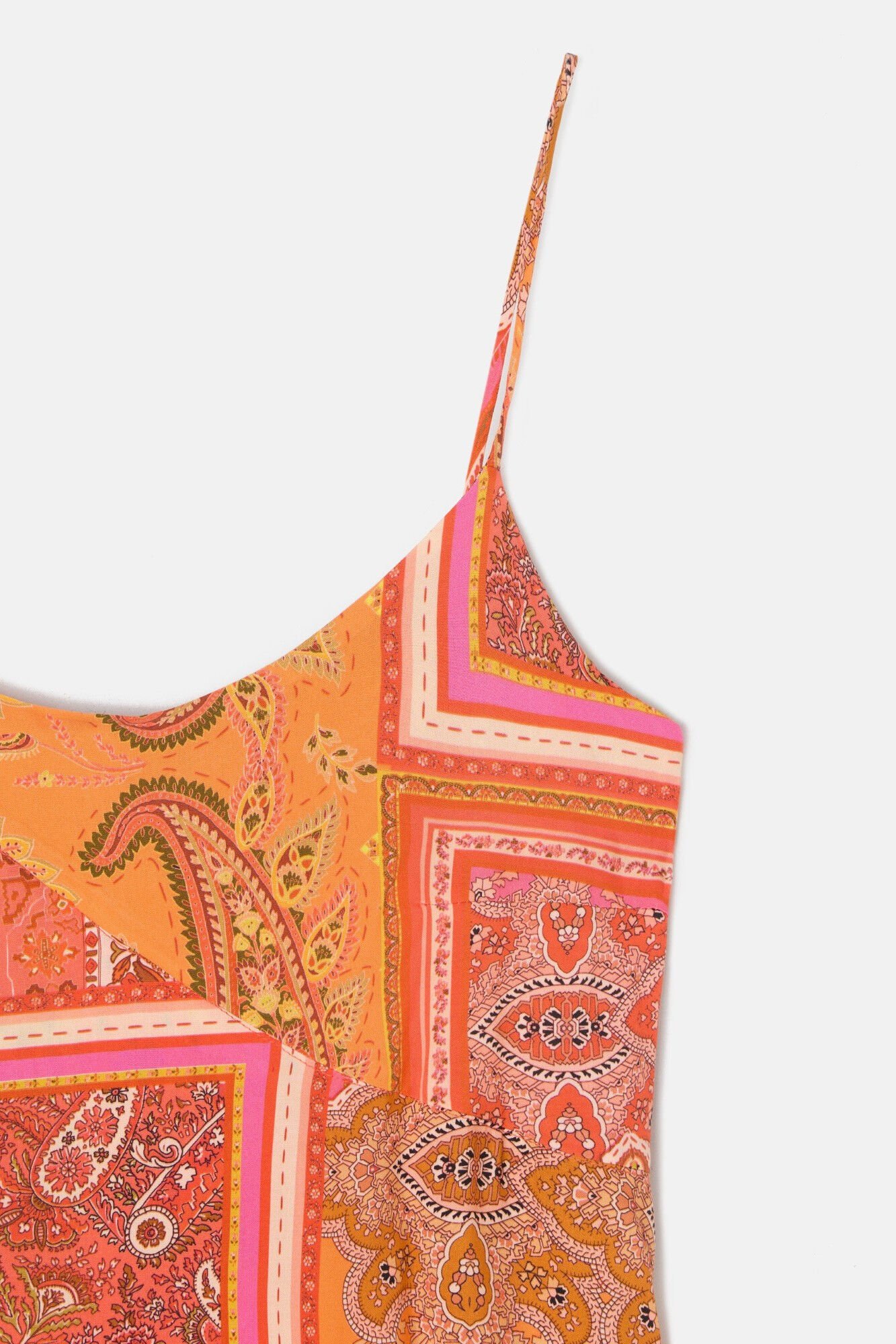 Silbon Vestido longo com estampado patchwork e babados