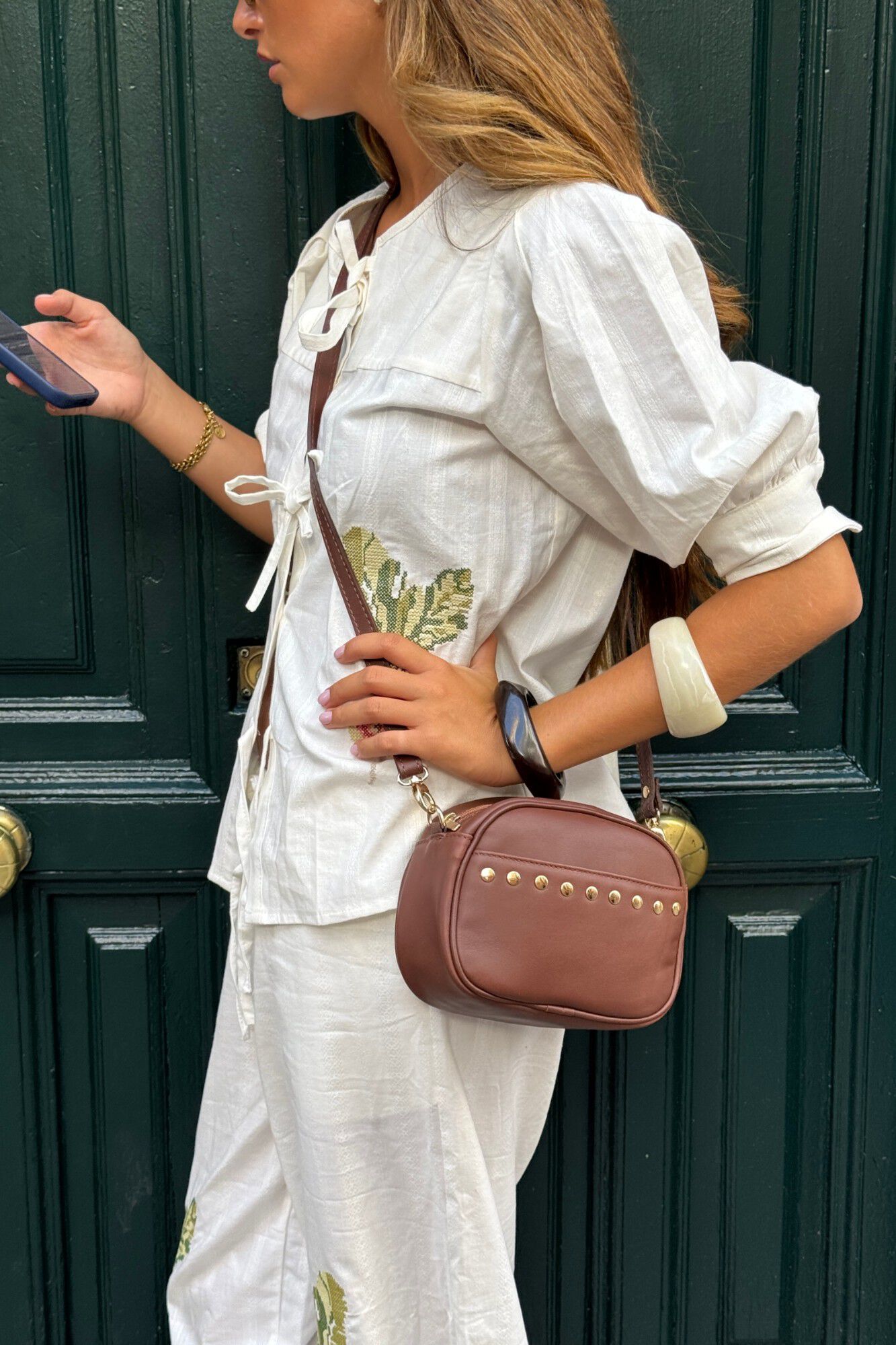 The Code Lola leather studded crossbody