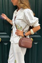 The Code Lola leather studded crossbody Brown