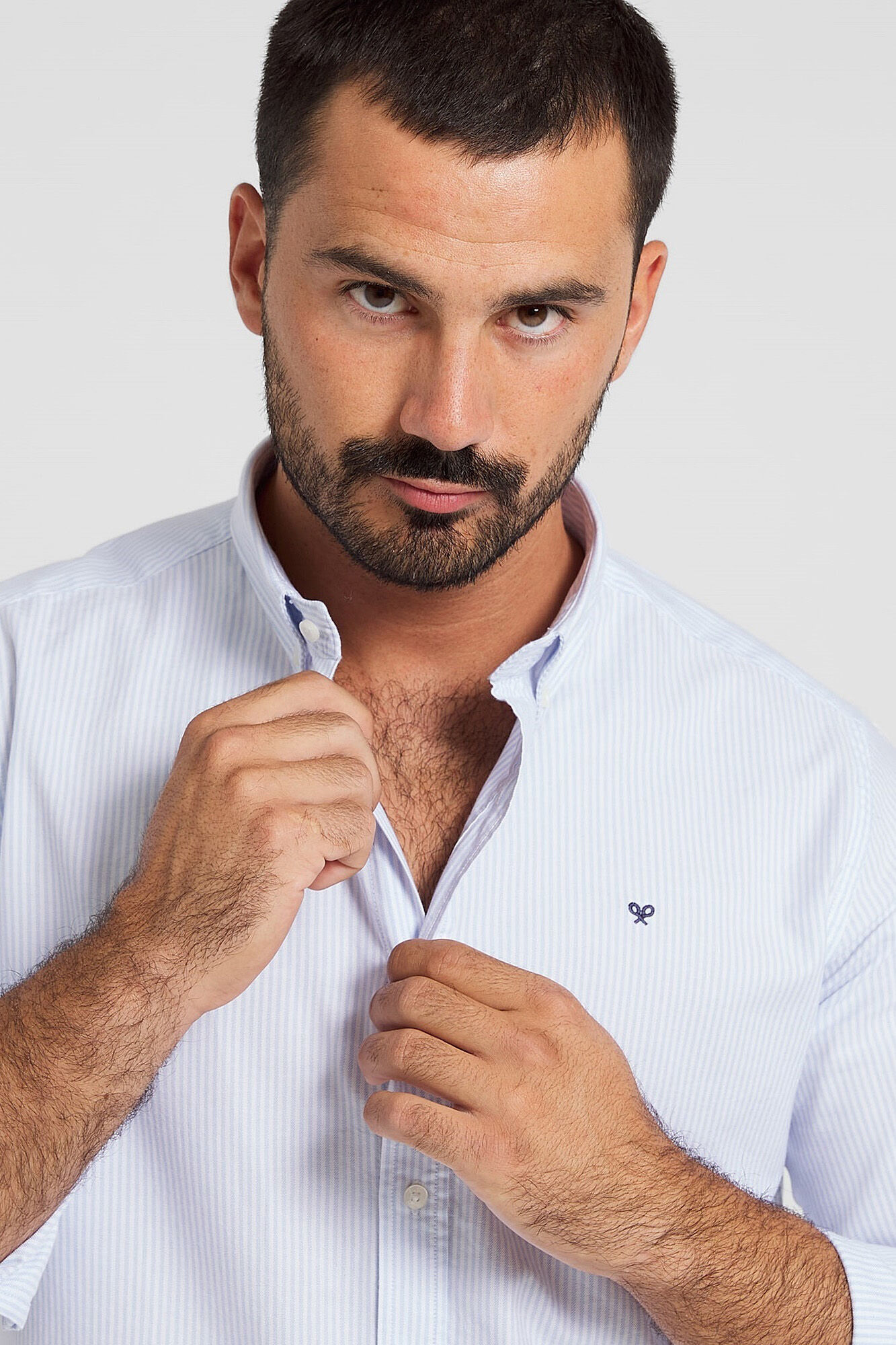 Silbon Camisa sport oxford classic stripe azul-claro Azul