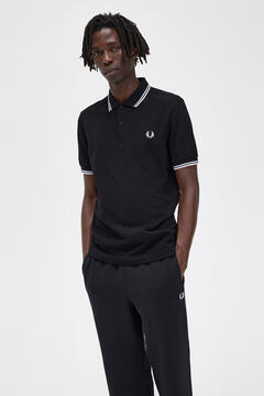 Cortefiel Twin tipped Fred Perry polo shirt Black