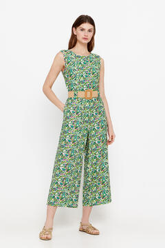 Cortefiel Jumpsuit with belt Printed white