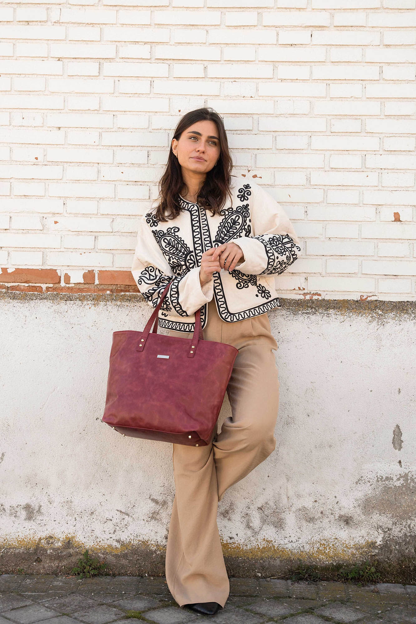 The Code Shopper Arizona piel burdeos Vino