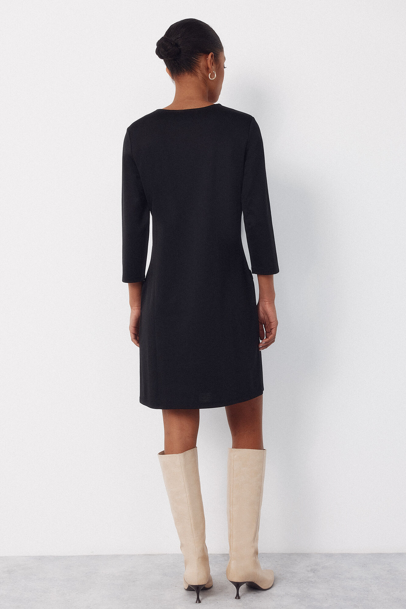 Cortefiel Short tweed dress Black
