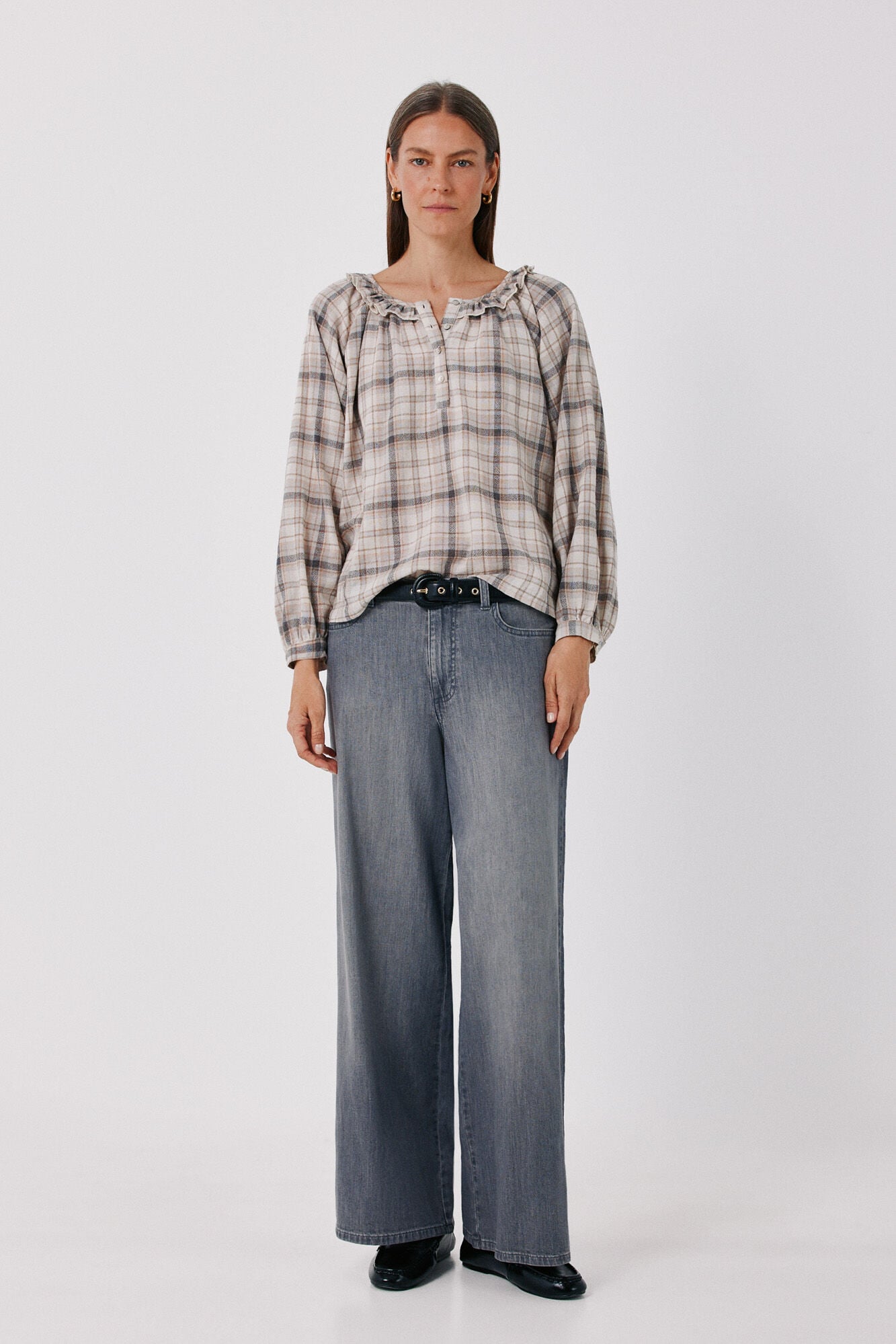 Cortefiel Rustic plaid blouse