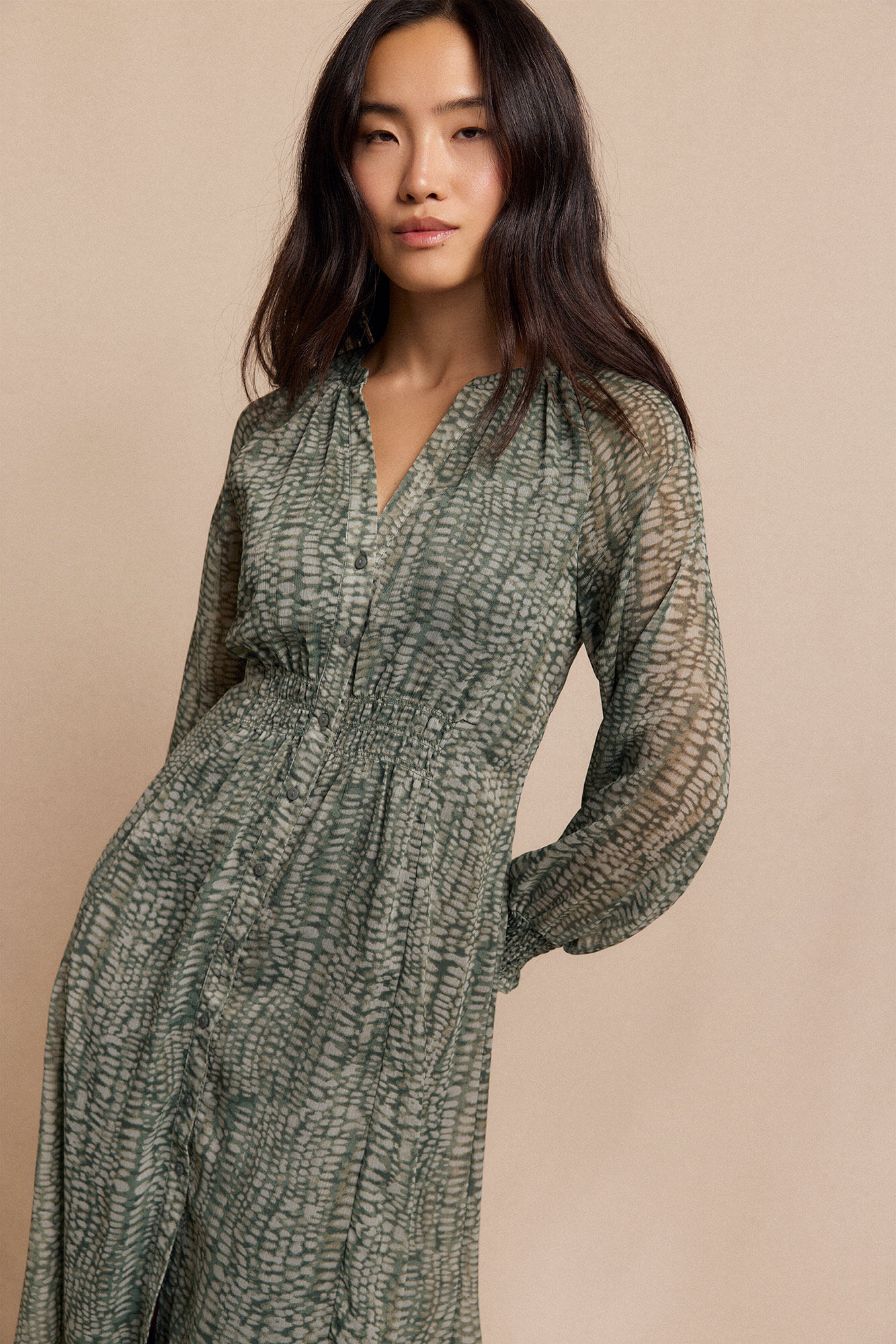 Slowlove Flowing printed dress Printed green