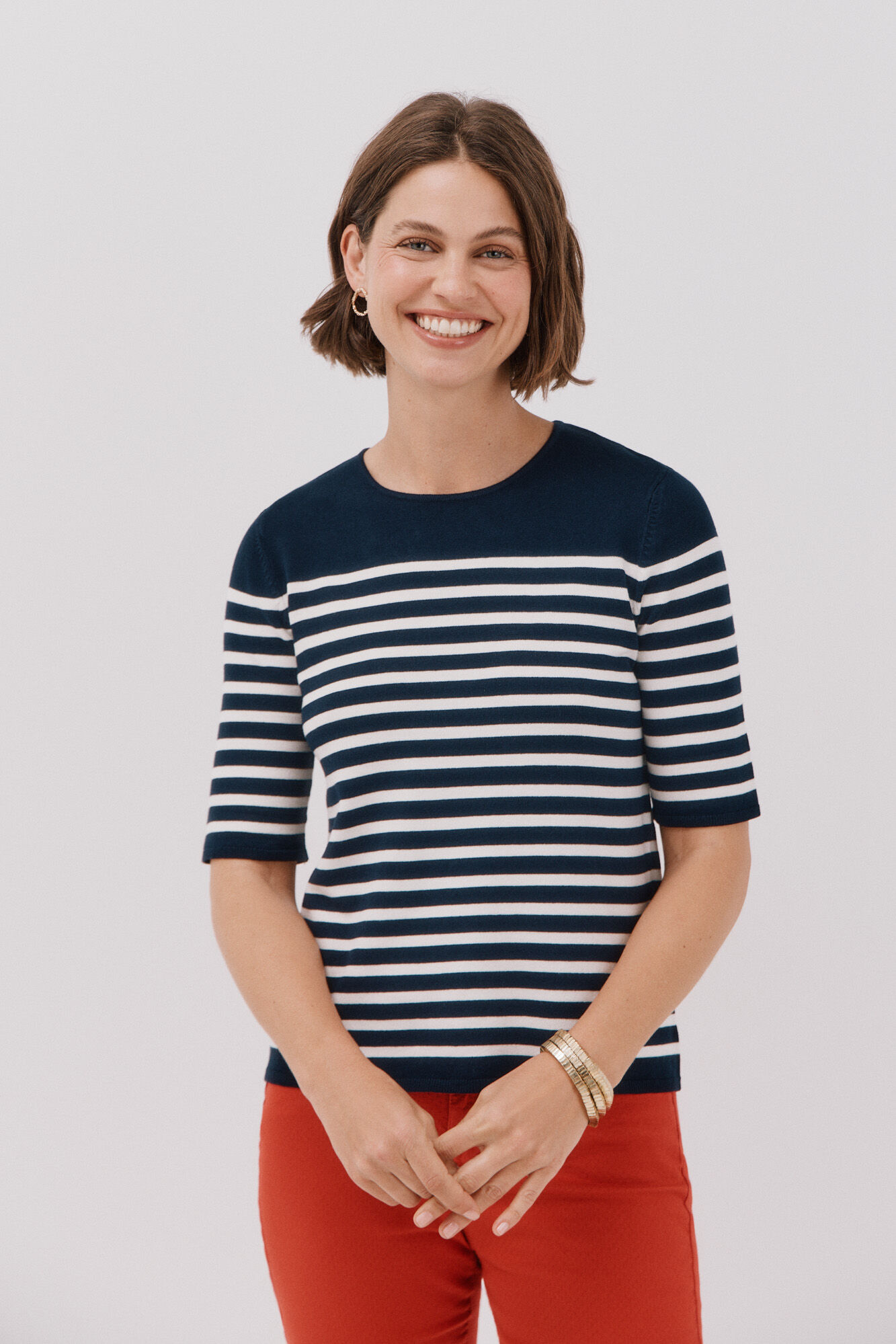 Cortefiel Short-sleeved jumper Navy