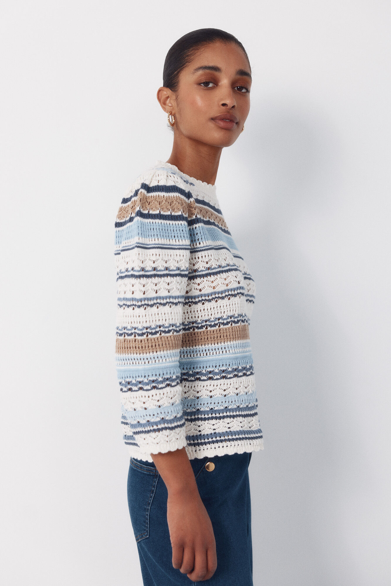 Cortefiel Multicoloured striped jumper Blue