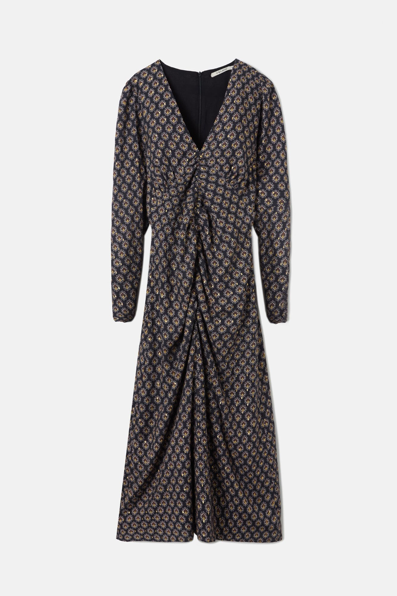 Silbon Vestido midi estampado Preto