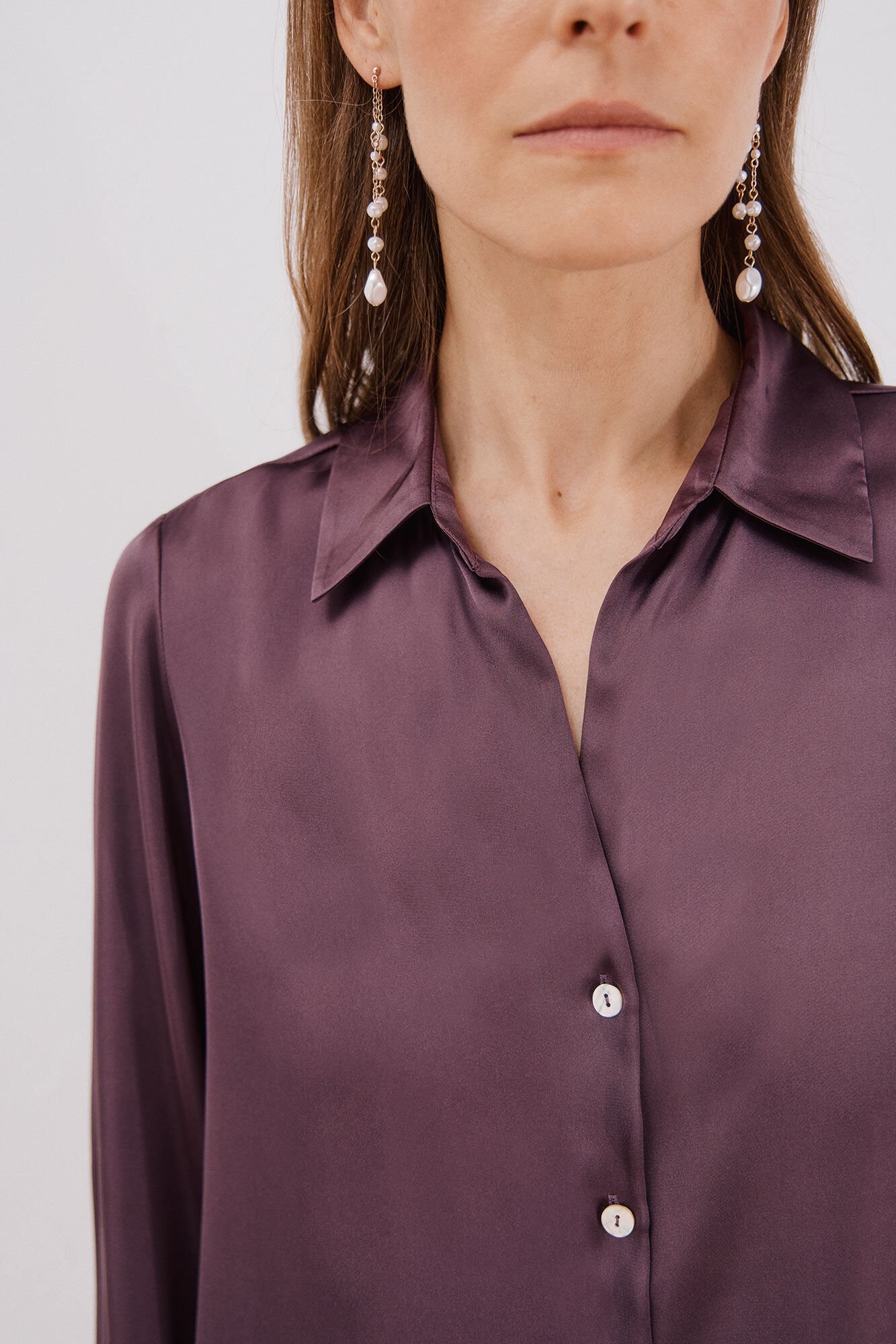 Cortefiel Satin-finish shirt Purple