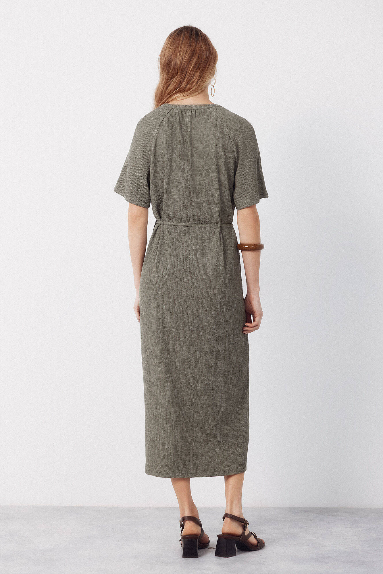 Cortefiel Structured belt dress Kaki