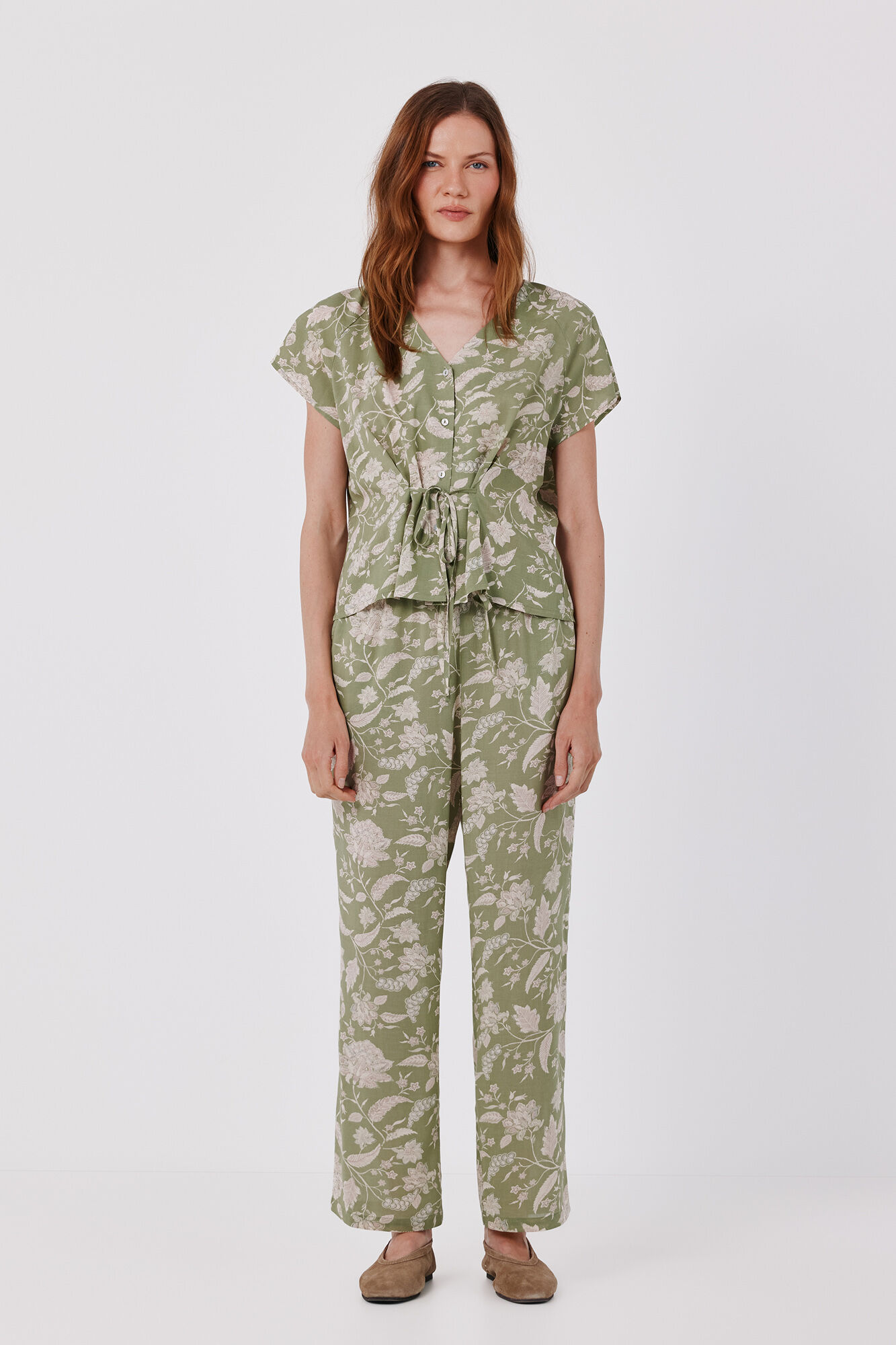 Cortefiel Pantal&oacute;n fluido estampado