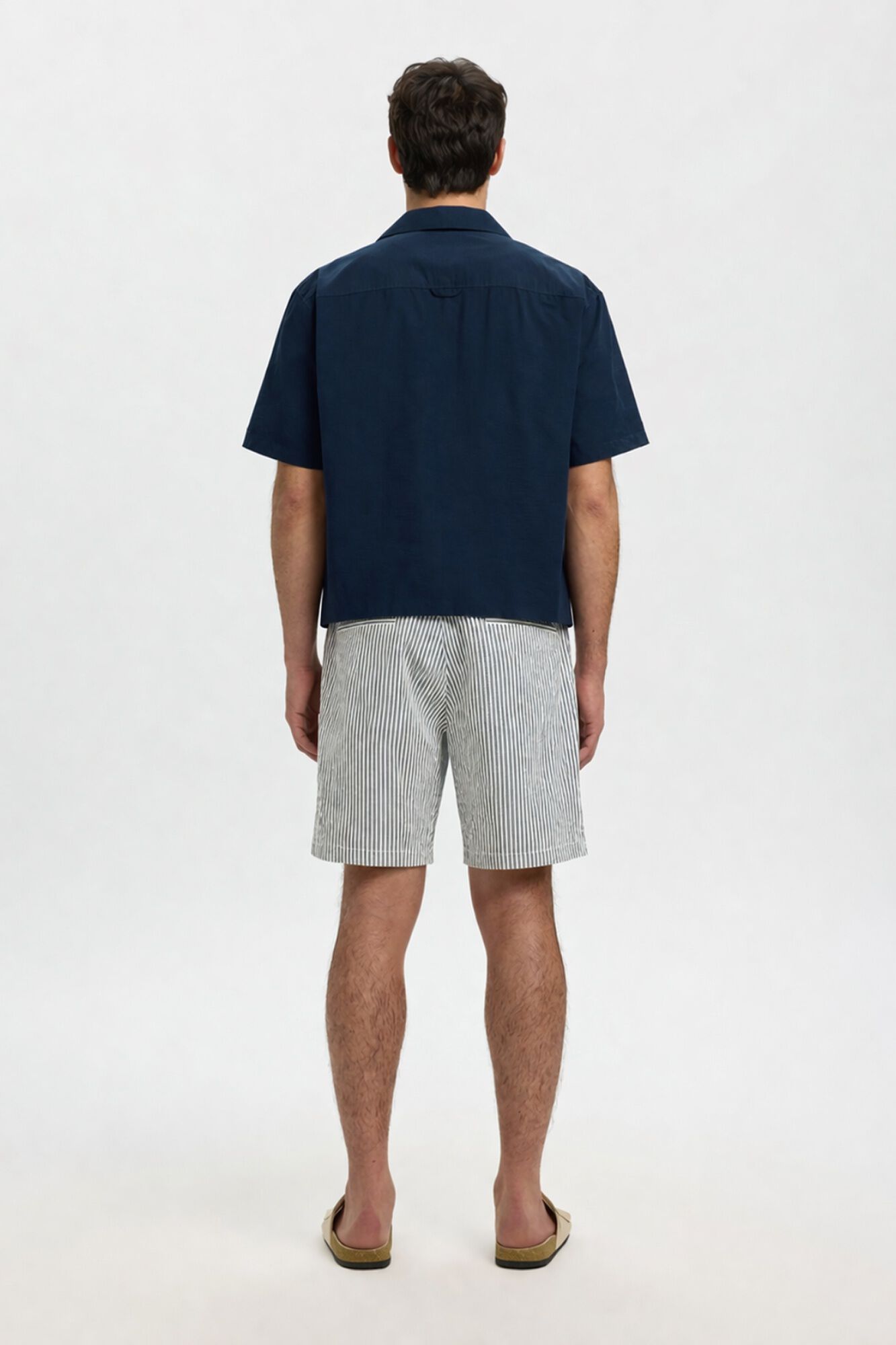 Selected Cal&ccedil;&otilde;es em tecido estruturado Azul