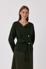 Cortefiel Knitted belted jacket Kaki