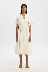 Selected Vestido midi &agrave;s riscas Branco