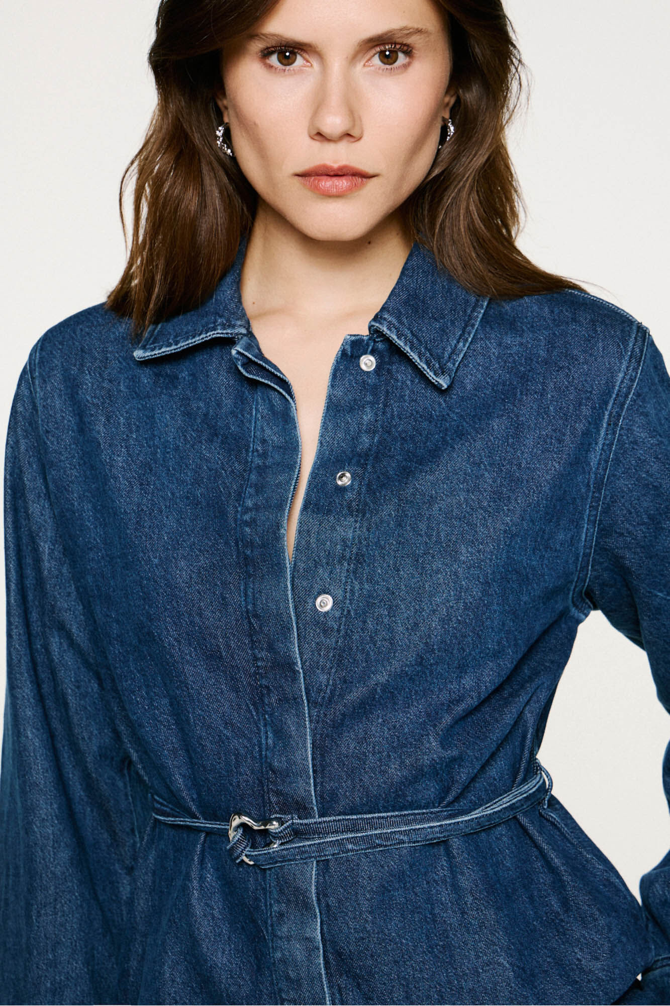 Selected Sobrecamisa jeans com cinto.