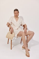 Cortefiel short sleeve blazer Ivory