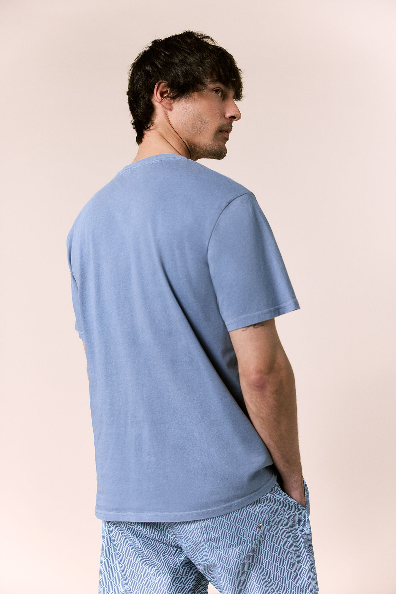 OOTO Camiseta b&aacute;sica lavada Azul