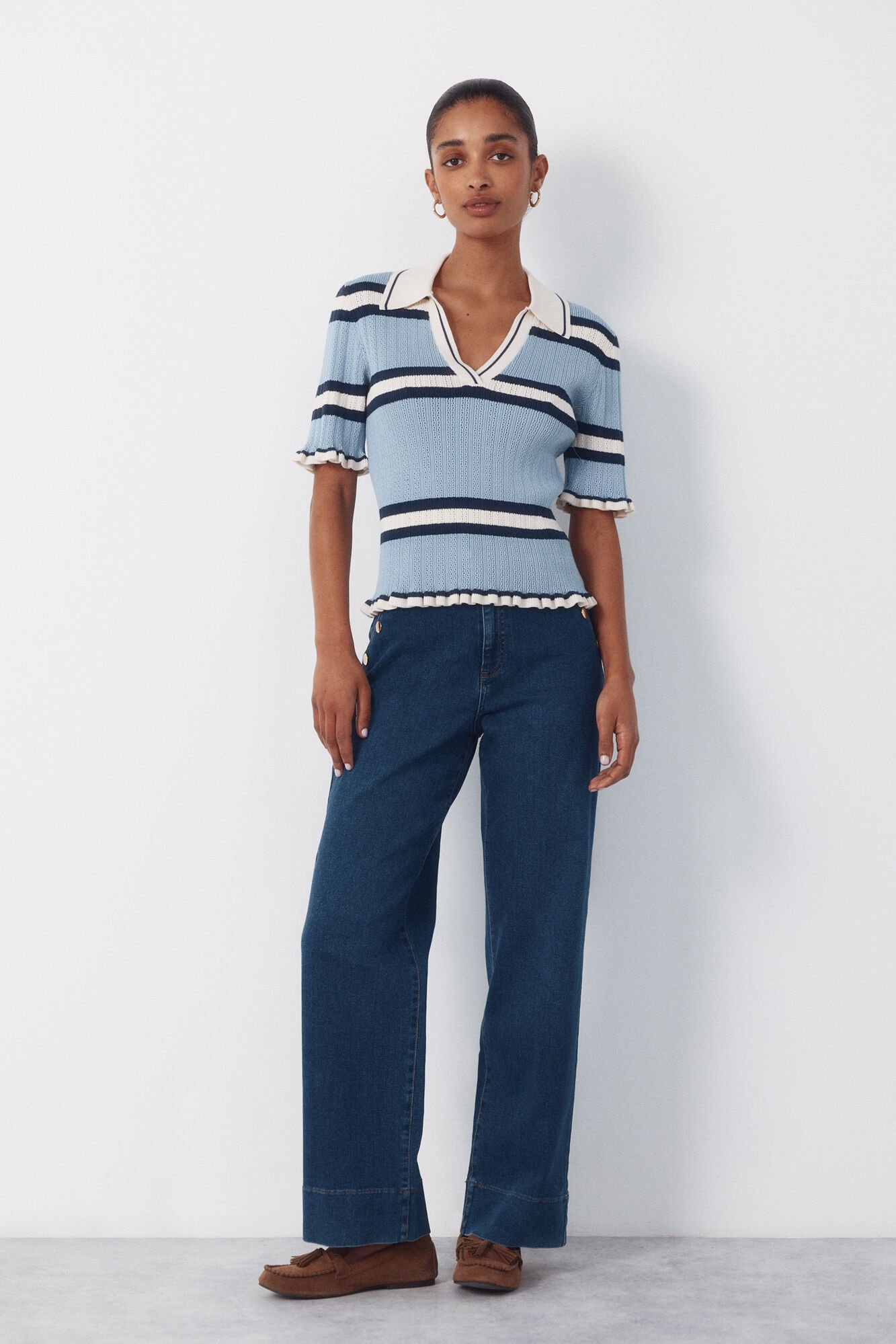 Cortefiel Striped polo jumper Blue