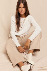 Slowlove Calça jeans com abertura baixa  Ecru