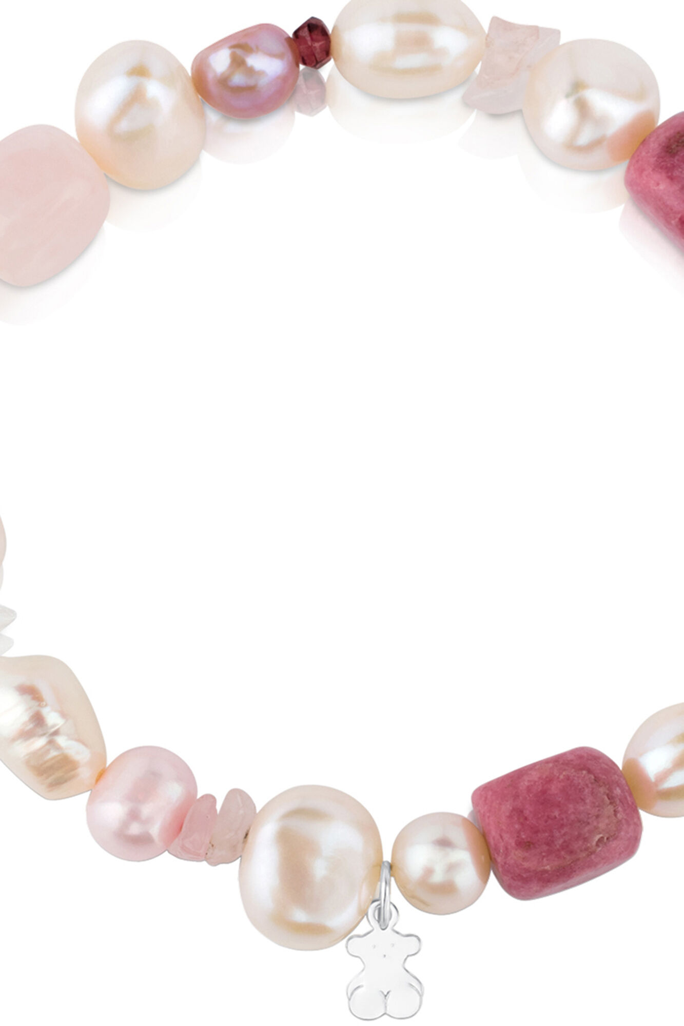 Tous Pulseira de prata com p&eacute;rolas e gemas Cinzento