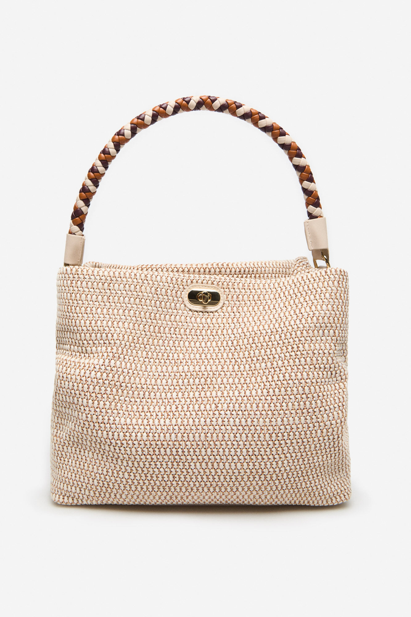 Cortefiel Slouch bag with braided strap Ivory