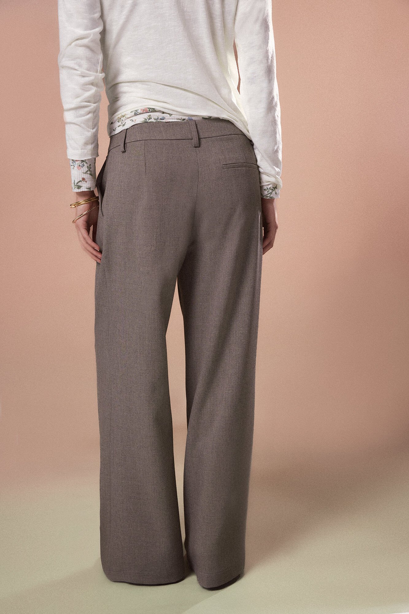 Slowlove Pantal&oacute;n pinzas recto Cinzento