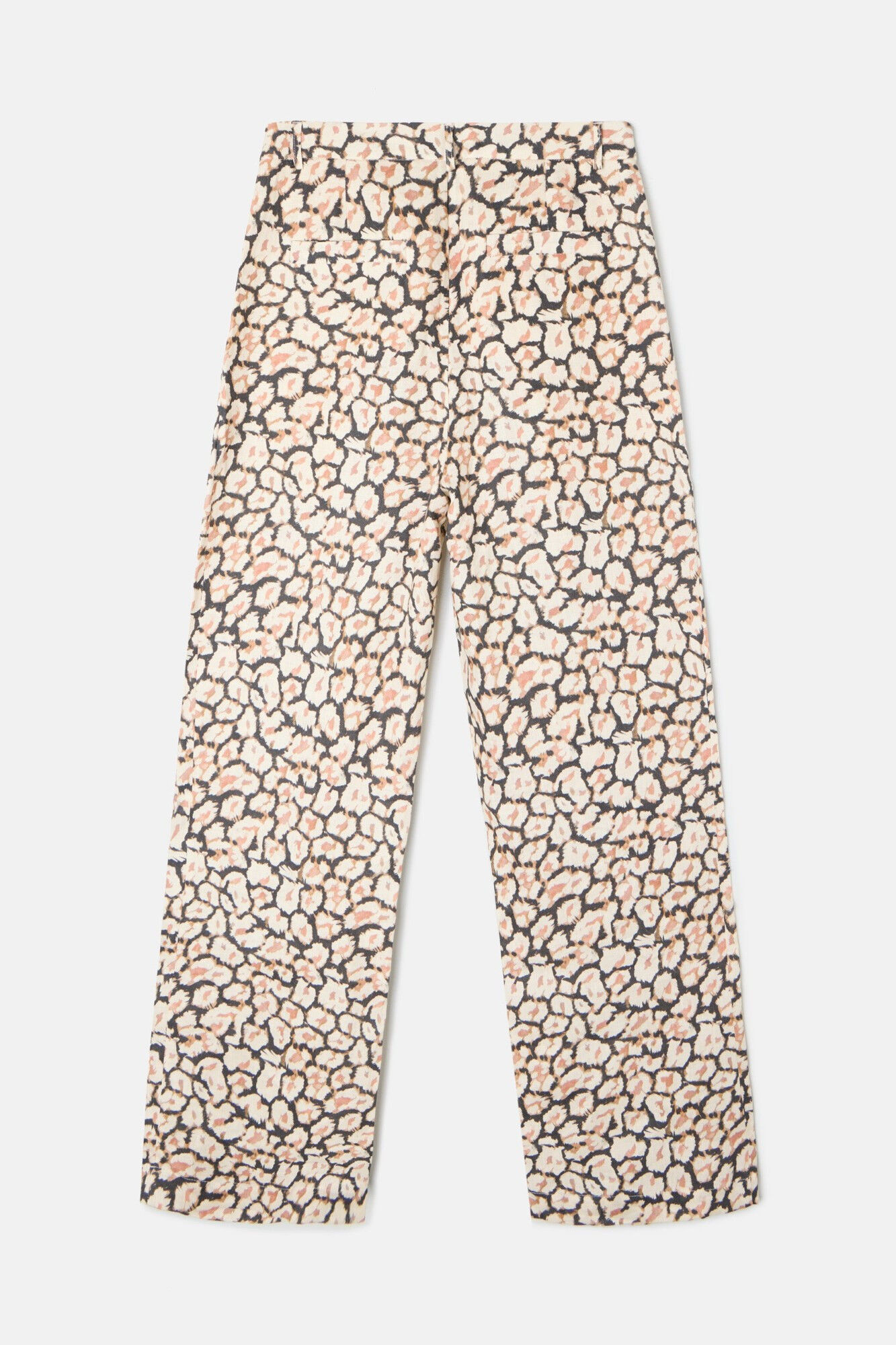 Silbon Cal&ccedil;as de linho com pregas animal estampado Castanho