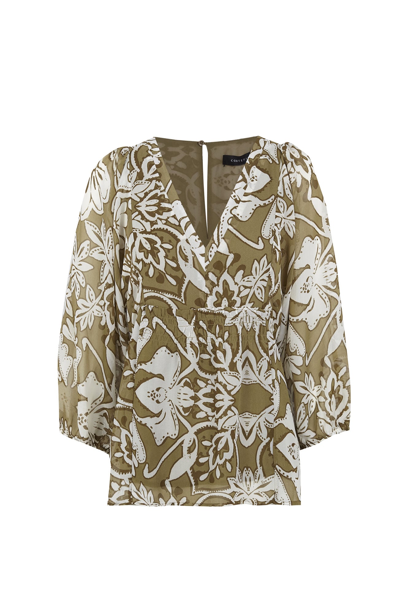 Cortefiel Printed fluid blouse Printed green