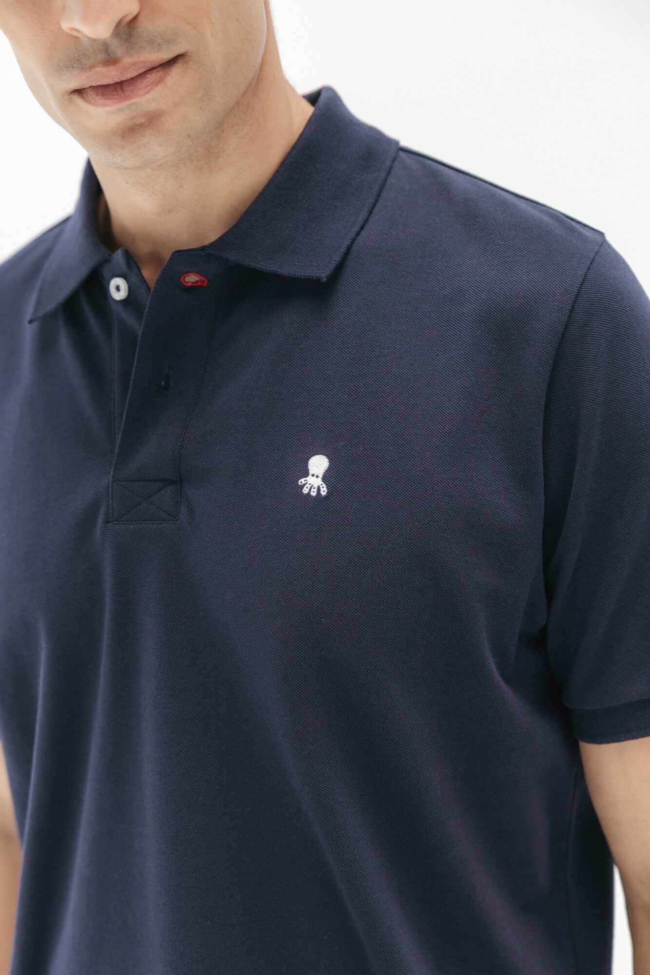 elPulpo Camisa polo lavada com bordado contrastante
