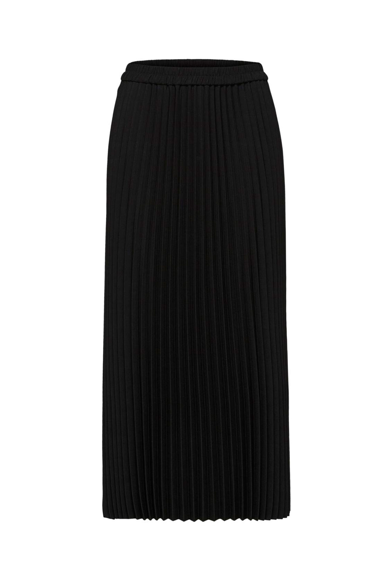 Selected Saia midi plissada com cintura el&aacute;stica Preto